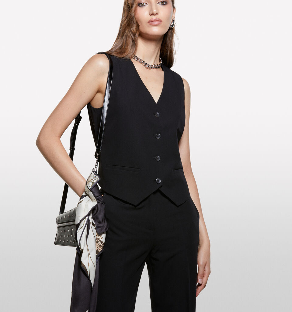 Black slim fit vest - women's vests and sleeveless jackets - Black | Sisley image number 3